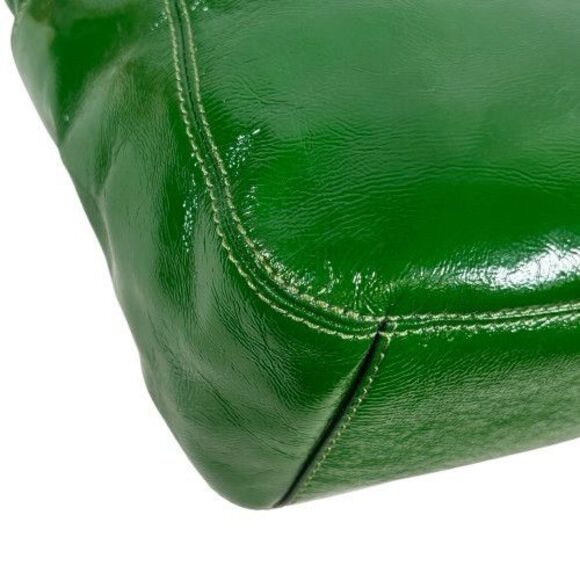 Michael Kors Lillie Purse Kelly Lime Green Gold Hobo Leather Chain Handbag Tote - Picture 13 of 16